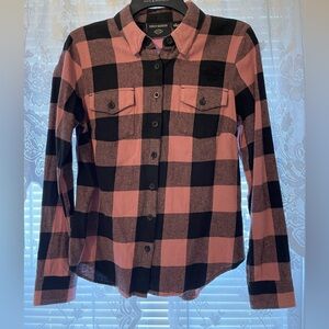 Harley Davidson Pink and Black Plaid Shirt